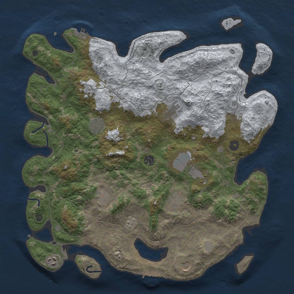 Rust Map: Procedural Map, Size: 4250, Seed: 1394492, 18 Monuments