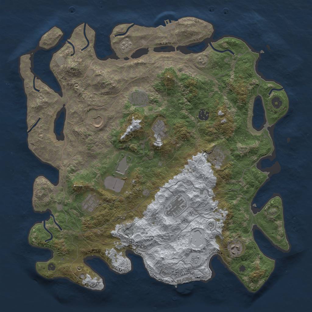 Rust Map: Procedural Map, Size: 4250, Seed: 3201129, 19 Monuments