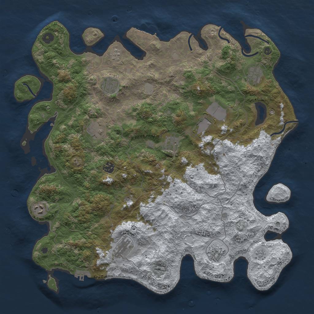 Rust Map: Procedural Map, Size: 4250, Seed: 4430067, 19 Monuments