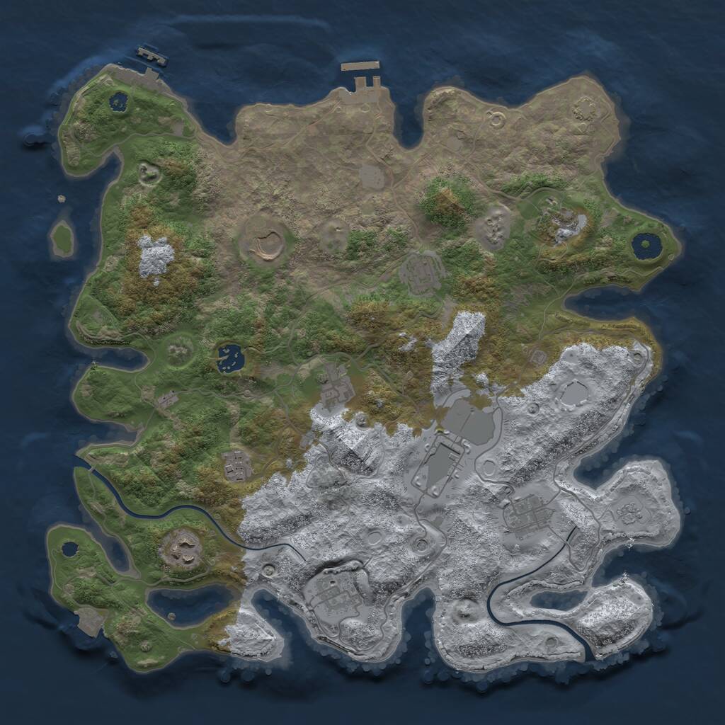 Rust Map: Procedural Map, Size: 3800, Seed: 242, 16 Monuments