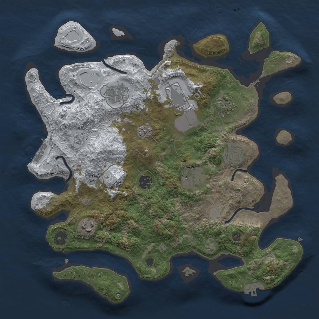 Rust Map: Procedural Map, Size: 3500, Seed: 12183010, 17 Monuments