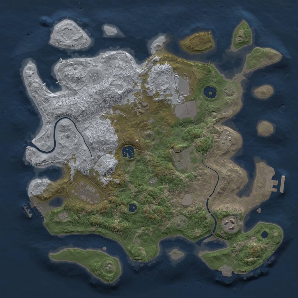 Rust Map: Procedural Map, Size: 3500, Seed: 12183010, 13 Monuments