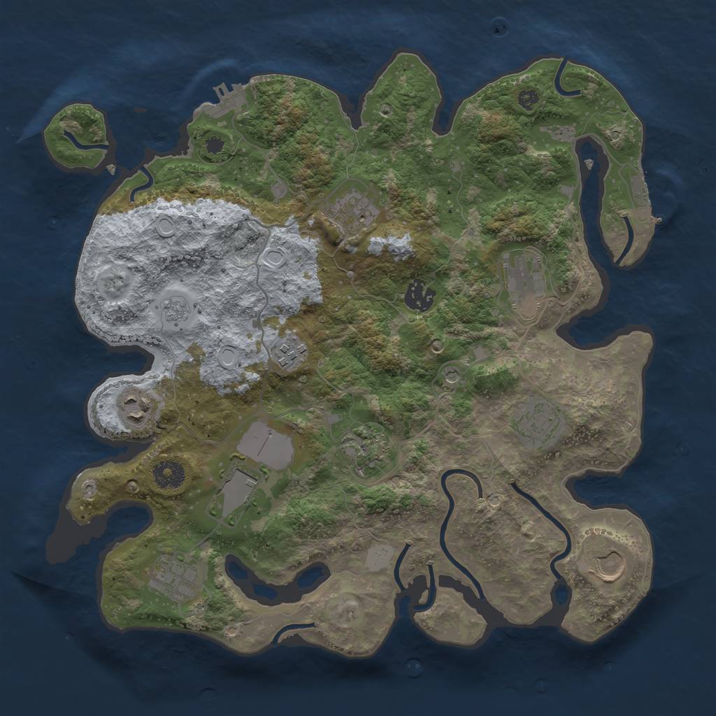 Rust Map: Procedural Map, Size: 3500, Seed: 2634, 19 Monuments