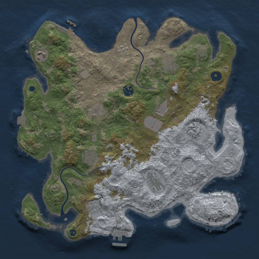 Rust Map: Procedural Map, Size: 3750, Seed: 98456, 16 Monuments