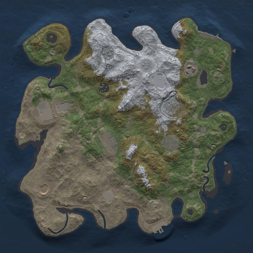Rust Map: Procedural Map, Size: 3500, Seed: 45897564, 15 Monuments