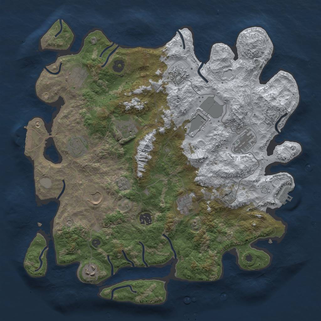 Rust Map: Procedural Map, Size: 3850, Seed: 523721788, 20 Monuments