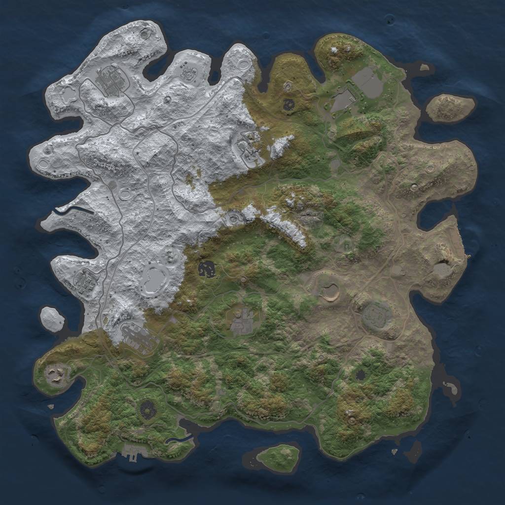 Rust Map: Procedural Map, Size: 4250, Seed: 2252474, 19 Monuments