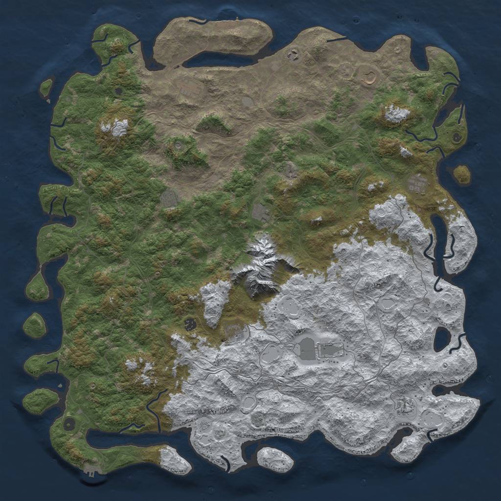 Rust Map: Procedural Map, Size: 6000, Seed: 782801, 20 Monuments