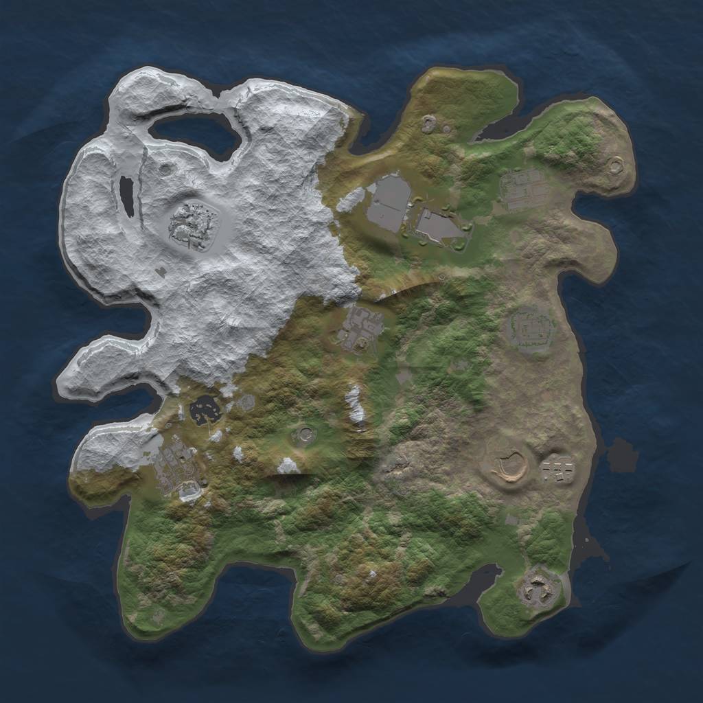 Rust Map: Barren, Size: 3500, Seed: 159753, 13 Monuments