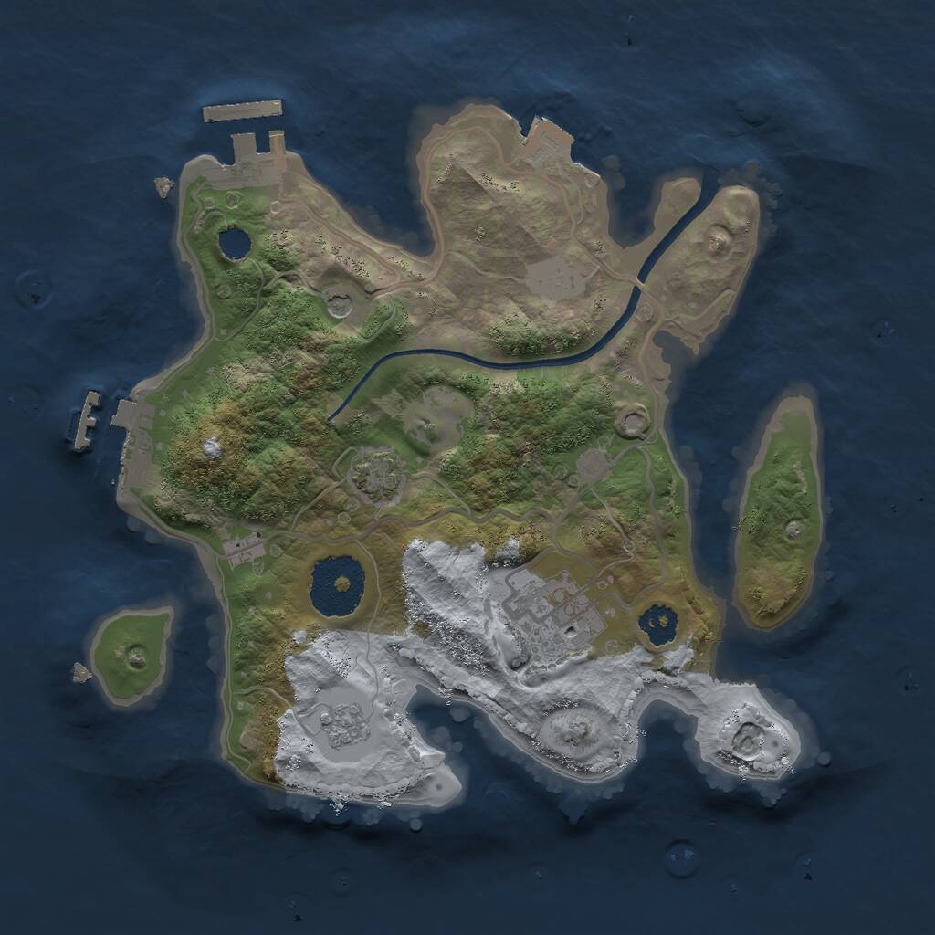 Rust Map: Procedural Map, Size: 2400, Seed: 321, 7 Monuments