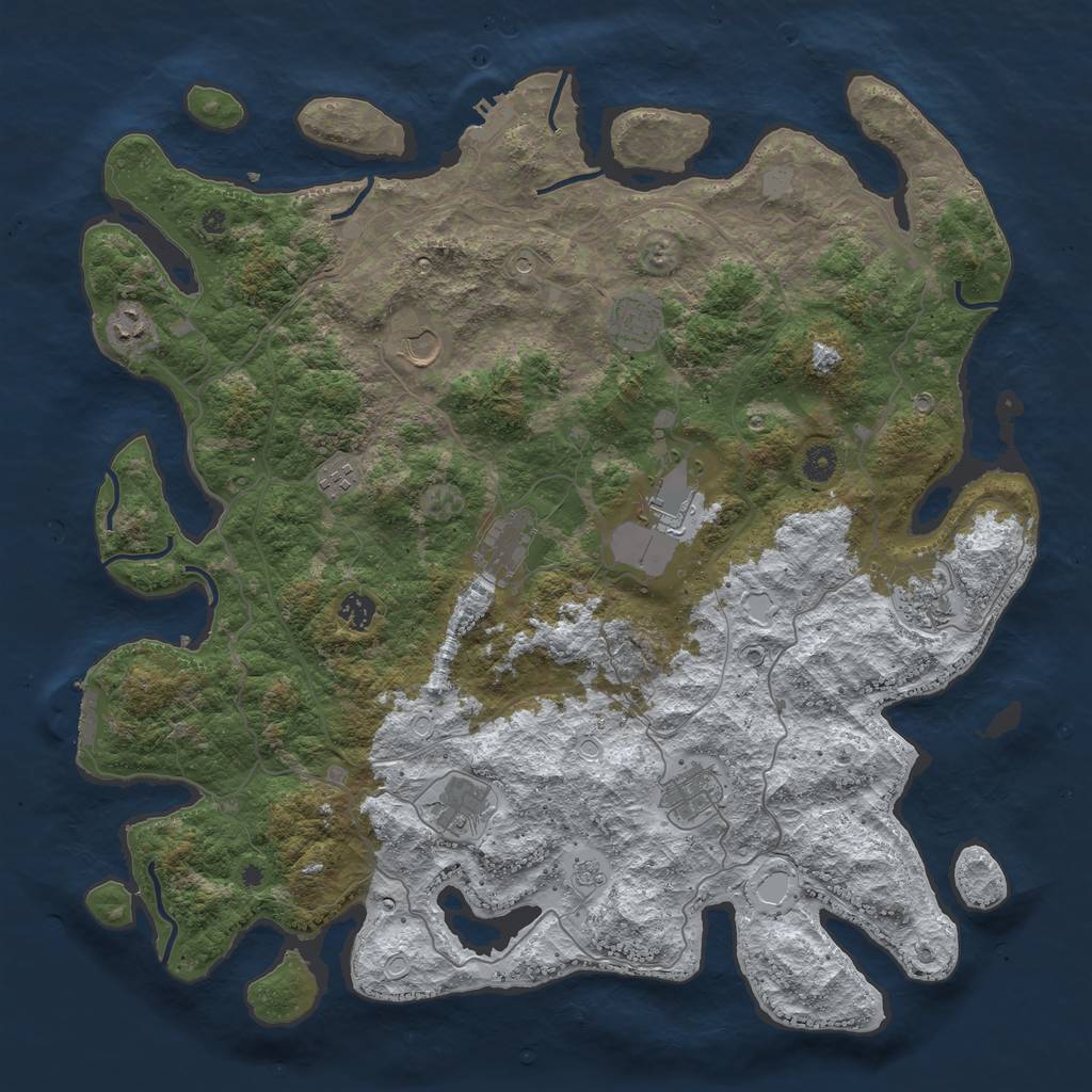 Rust Map: Procedural Map, Size: 4500, Seed: 658555, 19 Monuments