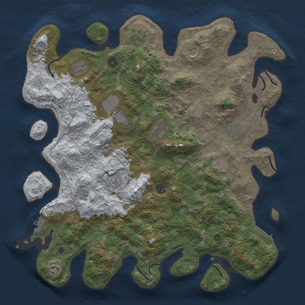 Rust Map: Procedural Map, Size: 4500, Seed: 998429863, 20 Monuments