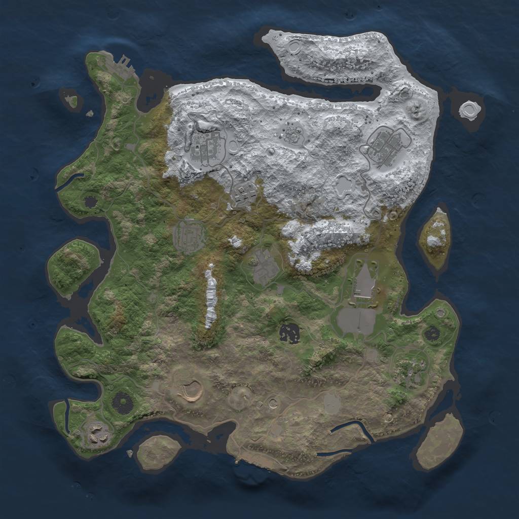 Rust Map: Procedural Map, Size: 3625, Seed: 13825, 19 Monuments