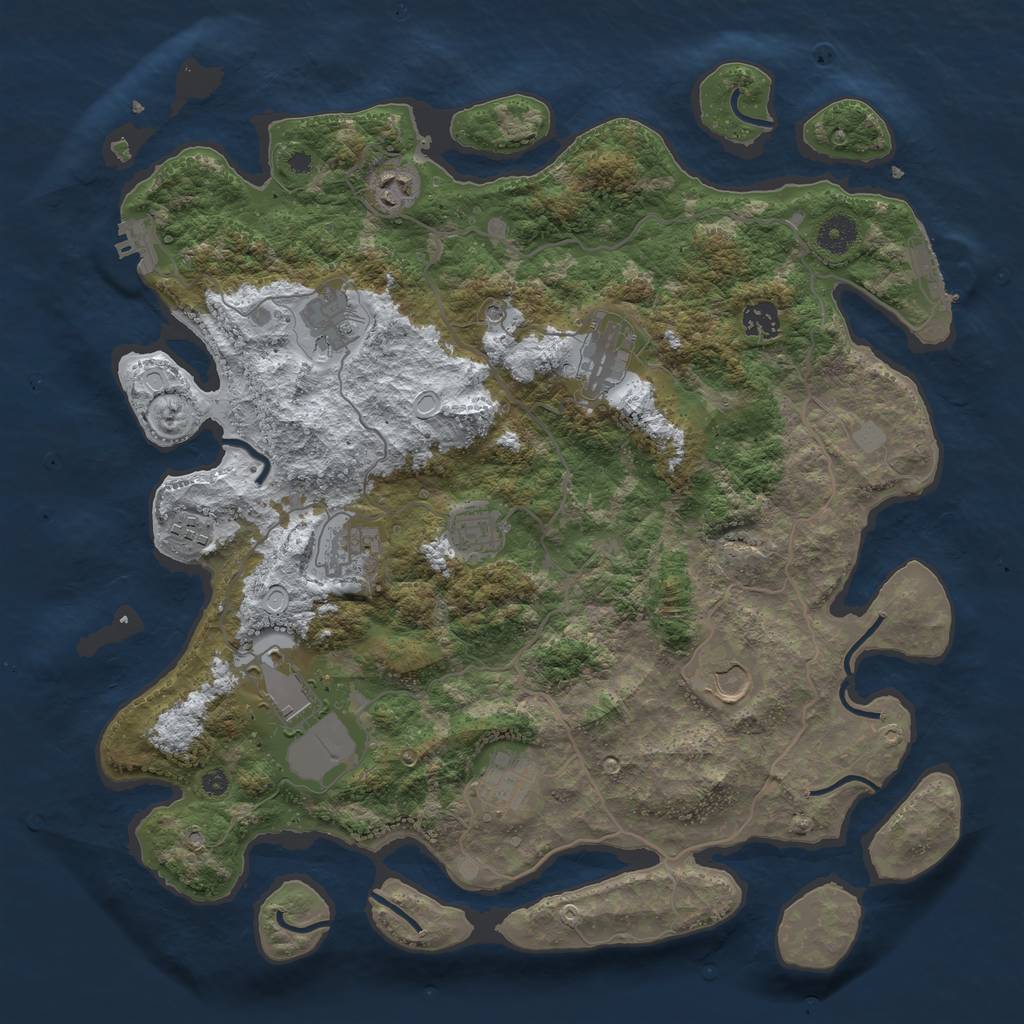 Rust Map: Procedural Map, Size: 4000, Seed: 2523, 18 Monuments