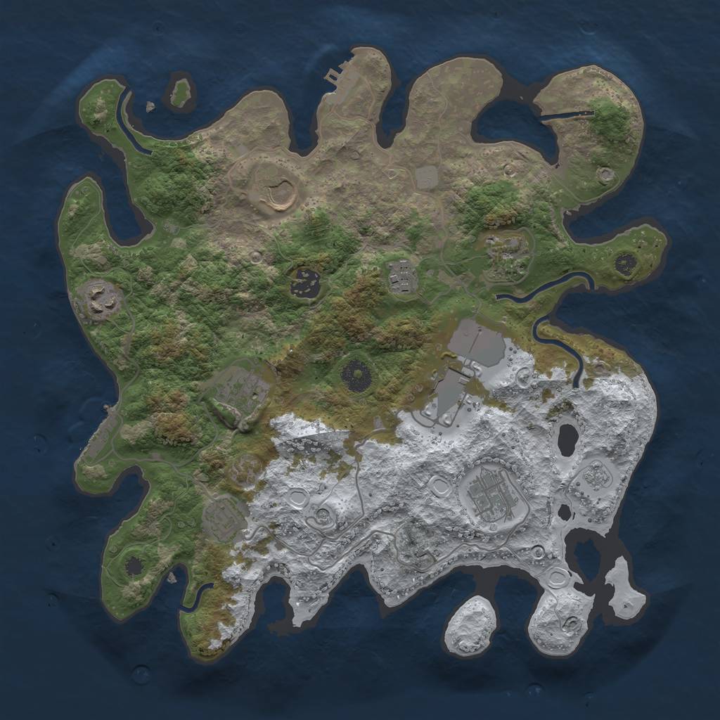 Rust Map: Procedural Map, Size: 3500, Seed: 146044641, 18 Monuments