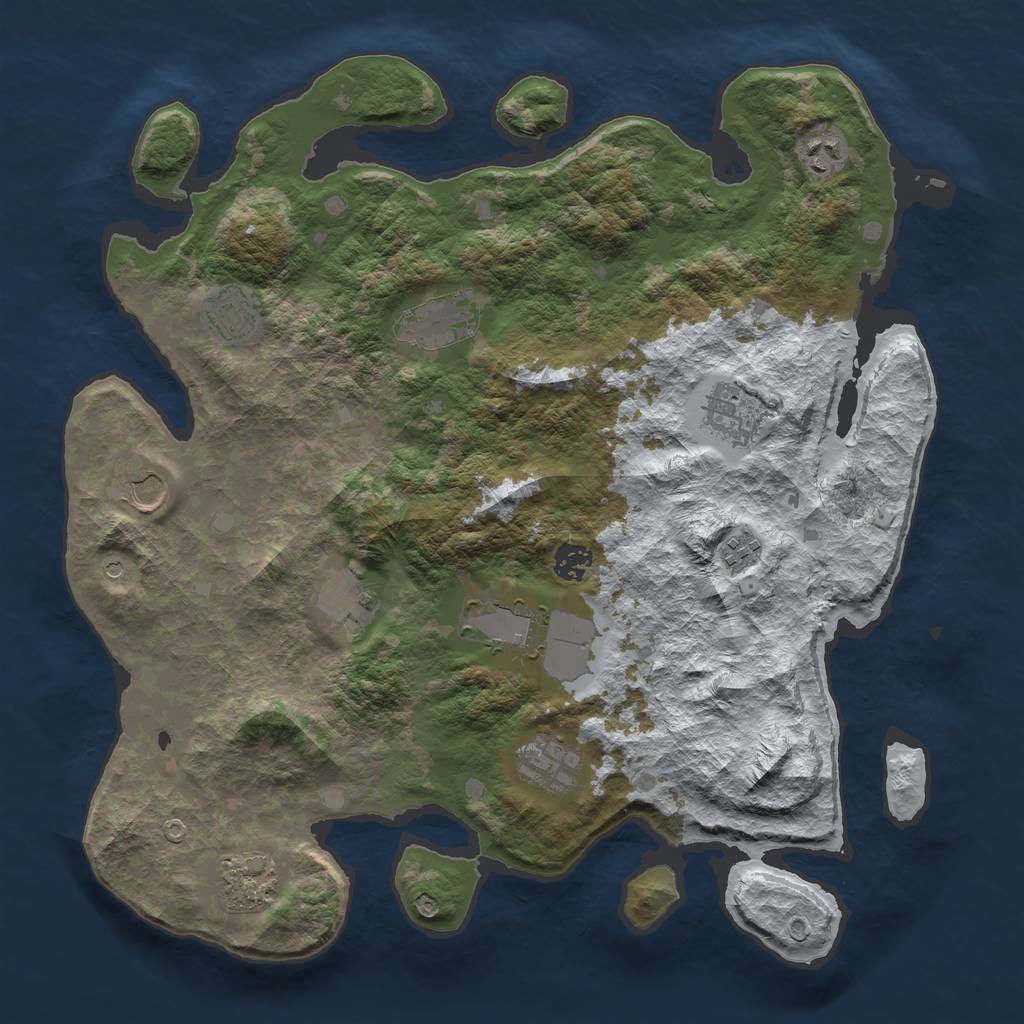 Rust Map: Barren, Size: 4000, Seed: 944802839, 14 Monuments