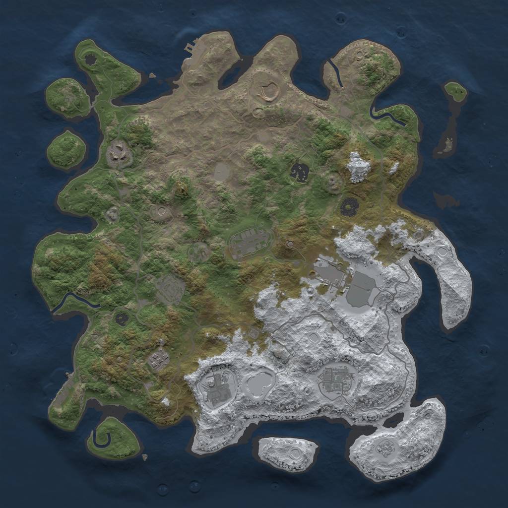 Rust Map: Procedural Map, Size: 4000, Seed: 1512345464, 18 Monuments