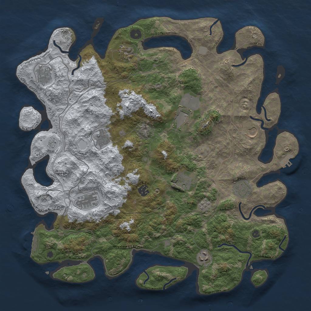 Rust Map: Procedural Map, Size: 4300, Seed: 5647382, 20 Monuments