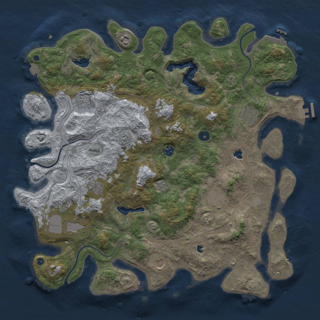 Rust Map: Procedural Map, Size: 4500, Seed: 128483581, 15 Monuments
