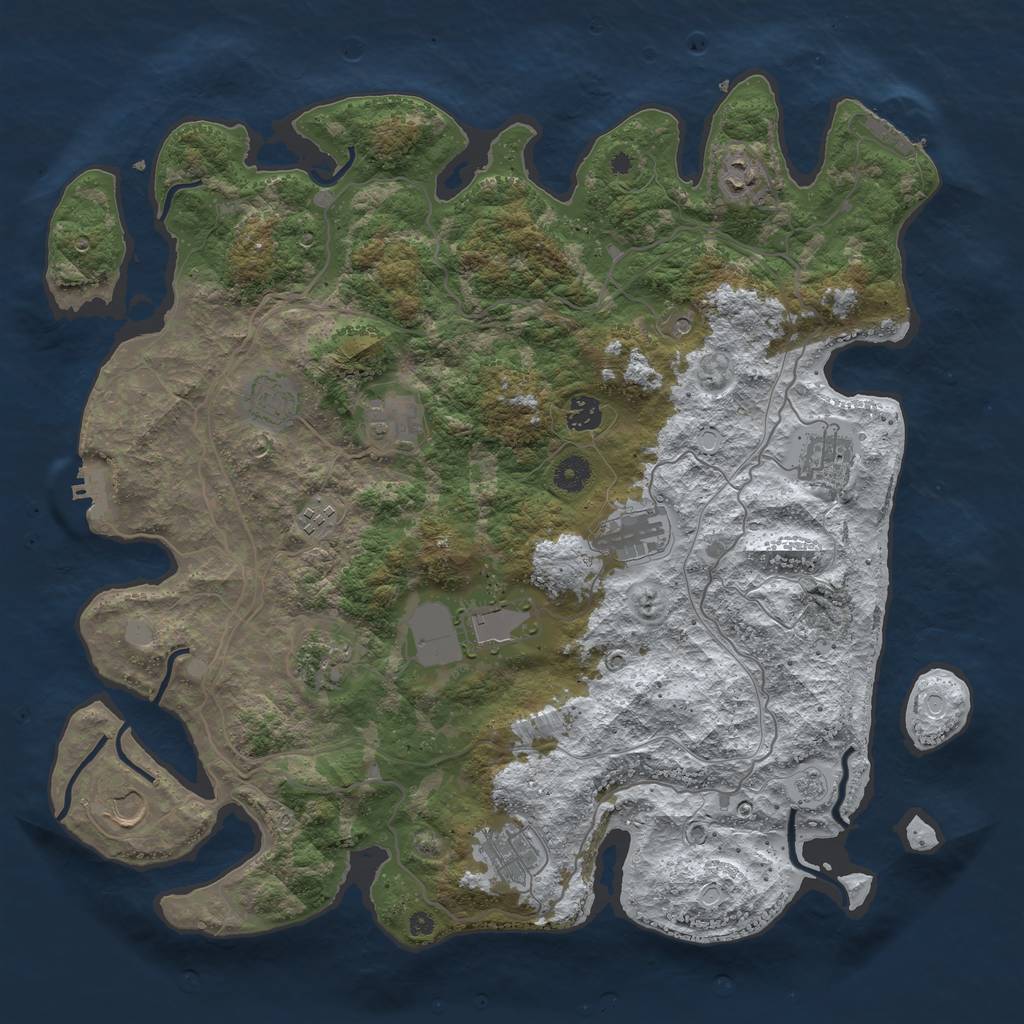 Rust Map: Procedural Map, Size: 4250, Seed: 2499311, 20 Monuments