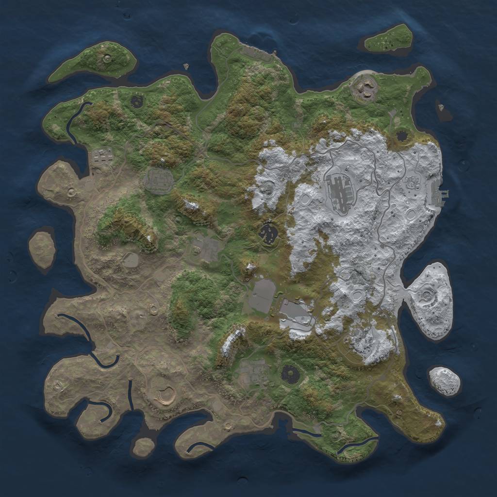 Rust Map: Procedural Map, Size: 4000, Seed: 690337685, 19 Monuments