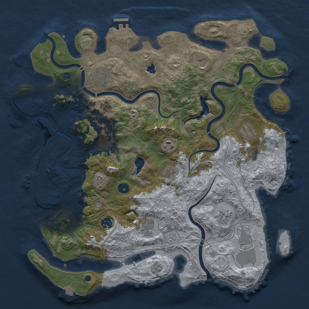 Rust Map: Procedural Map, Size: 4250, Seed: 1240042, 17 Monuments