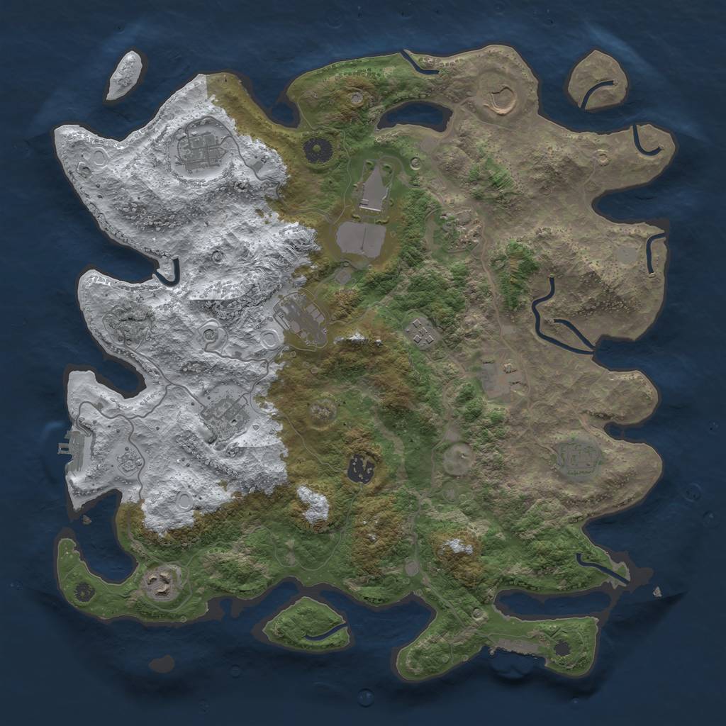 Rust Map: Procedural Map, Size: 3950, Seed: 319712, 20 Monuments