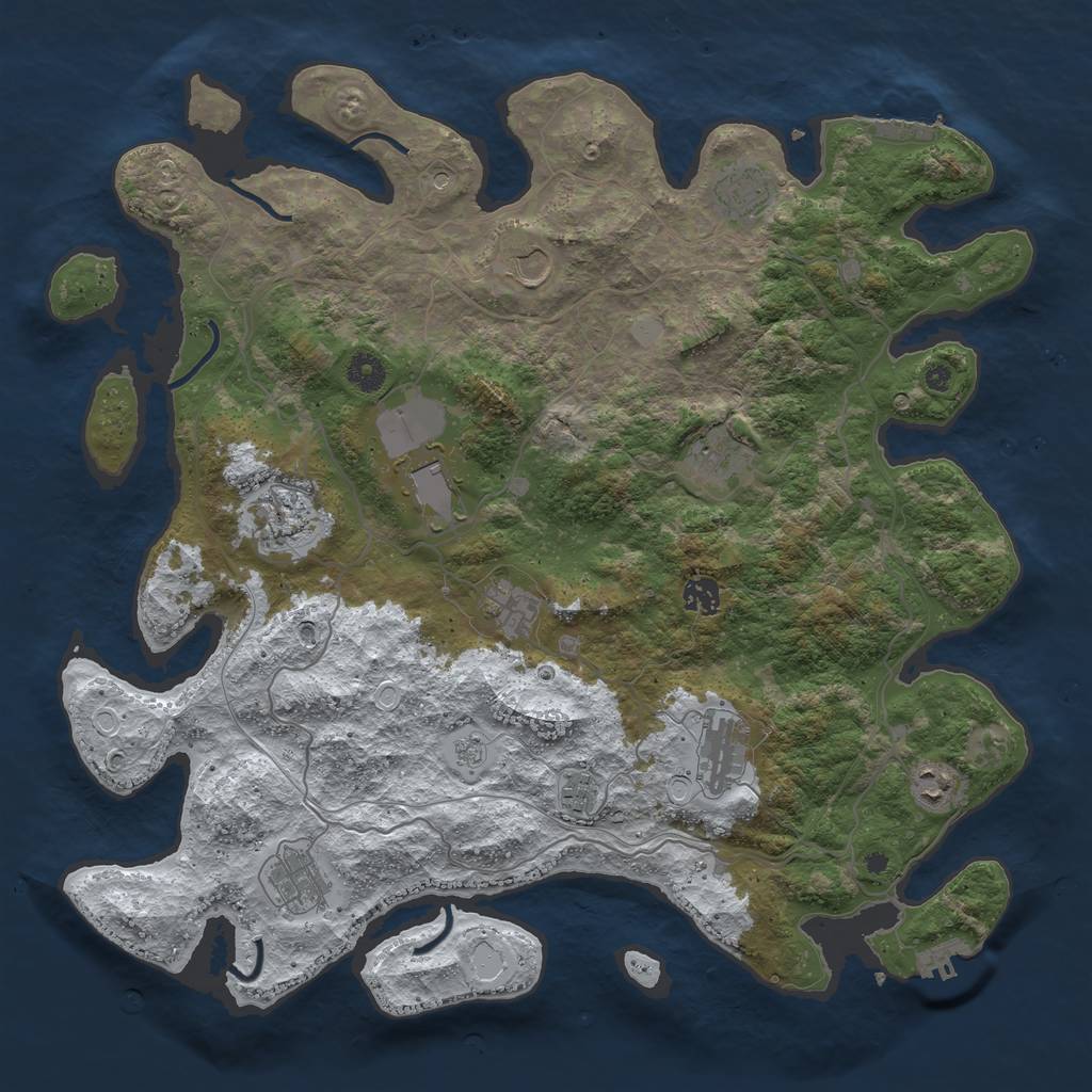 Rust Map: Procedural Map, Size: 4250, Seed: 2082427, 20 Monuments