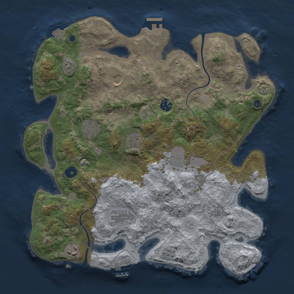 Rust Map: Procedural Map, Size: 3750, Seed: 1672533758, 14 Monuments