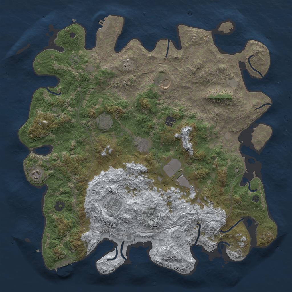 Rust Map: Procedural Map, Size: 4250, Seed: 258726, 17 Monuments