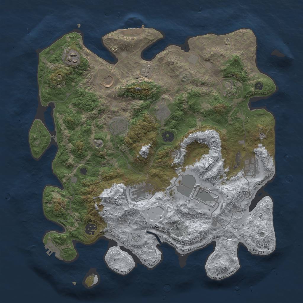 Rust Map: Procedural Map, Size: 3850, Seed: 20175795, 19 Monuments