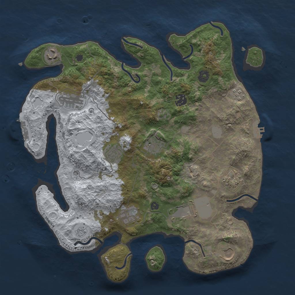 Rust Map: Procedural Map, Size: 3600, Seed: 654954651, 19 Monuments