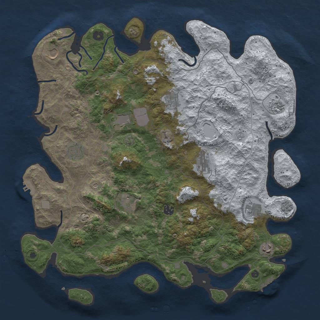 Rust Map: Procedural Map, Size: 4500, Seed: 2981668, 20 Monuments