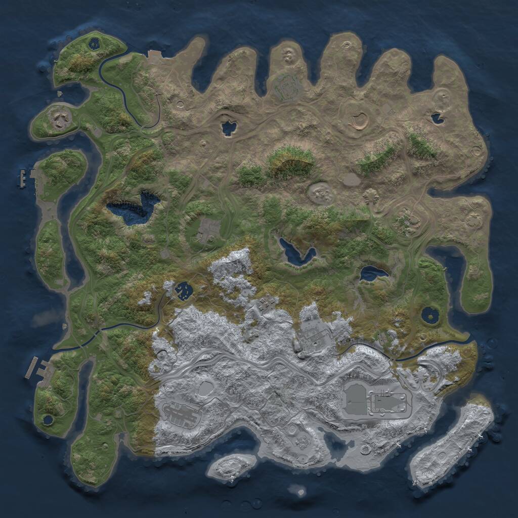 Rust Map: Procedural Map, Size: 4500, Seed: 4577972, 16 Monuments