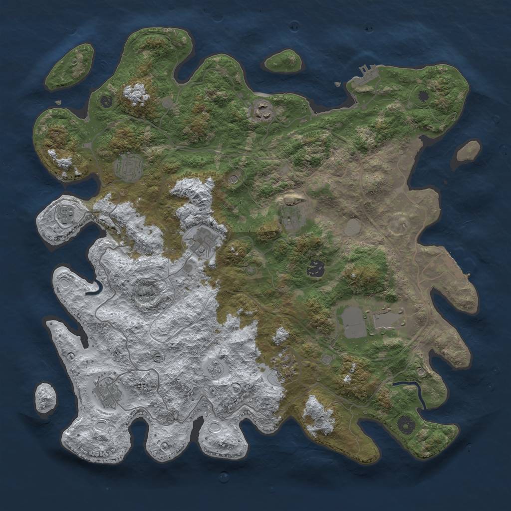 Rust Map: Procedural Map, Size: 4250, Seed: 1664241, 18 Monuments