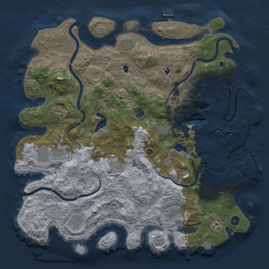 Rust Map: Procedural Map, Size: 4500, Seed: 1219922005, 17 Monuments