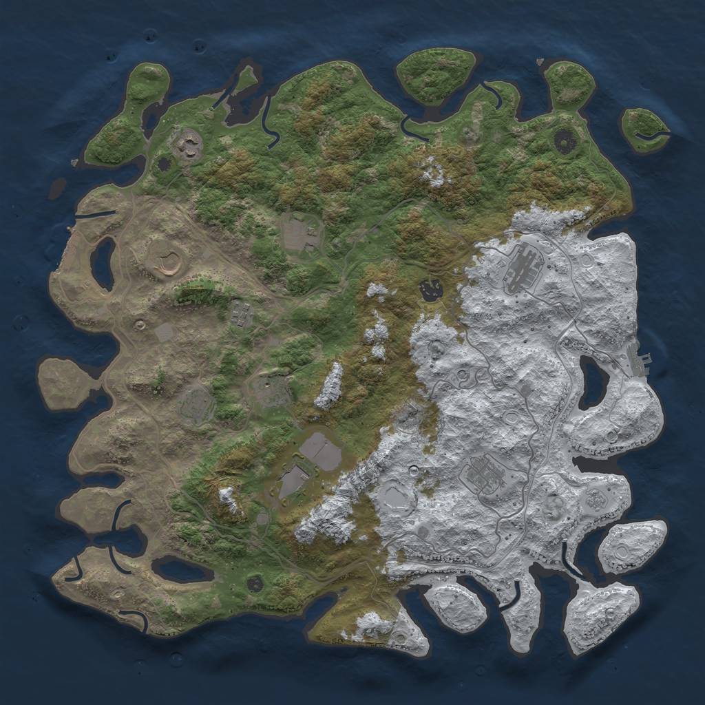 Rust Map: Procedural Map, Size: 4500, Seed: 57856786, 19 Monuments