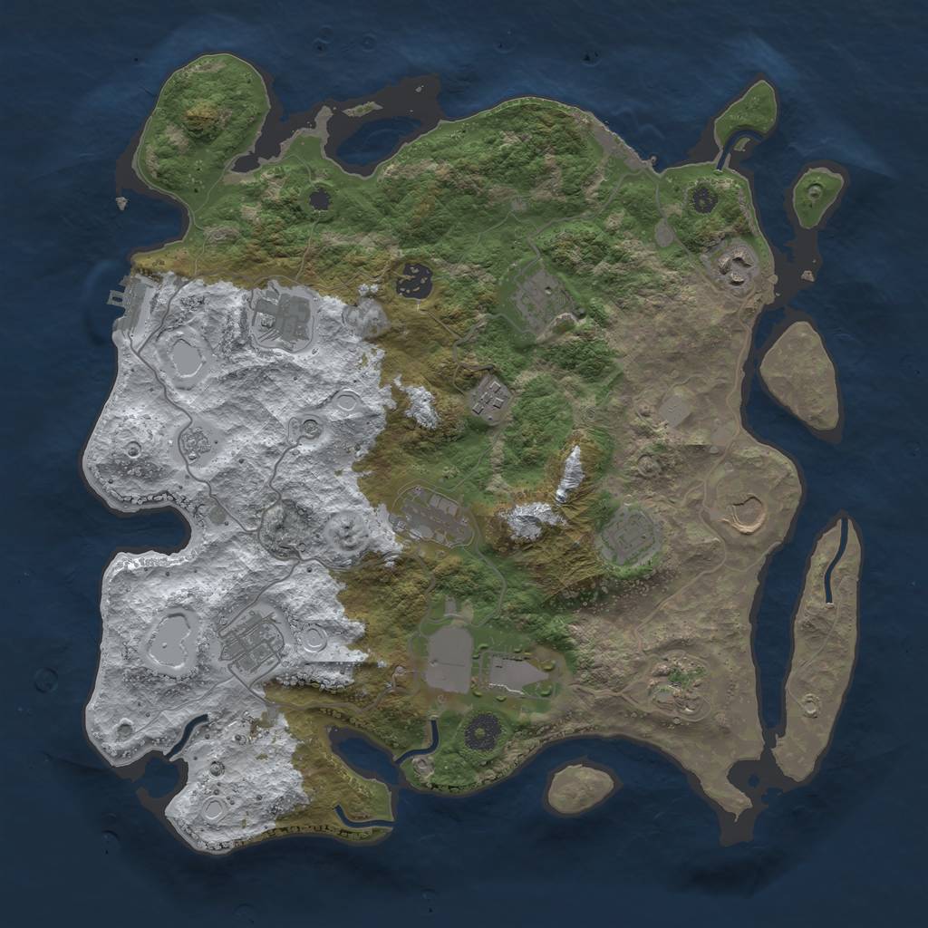 Rust Map: Procedural Map, Size: 3750, Seed: 767296285, 20 Monuments