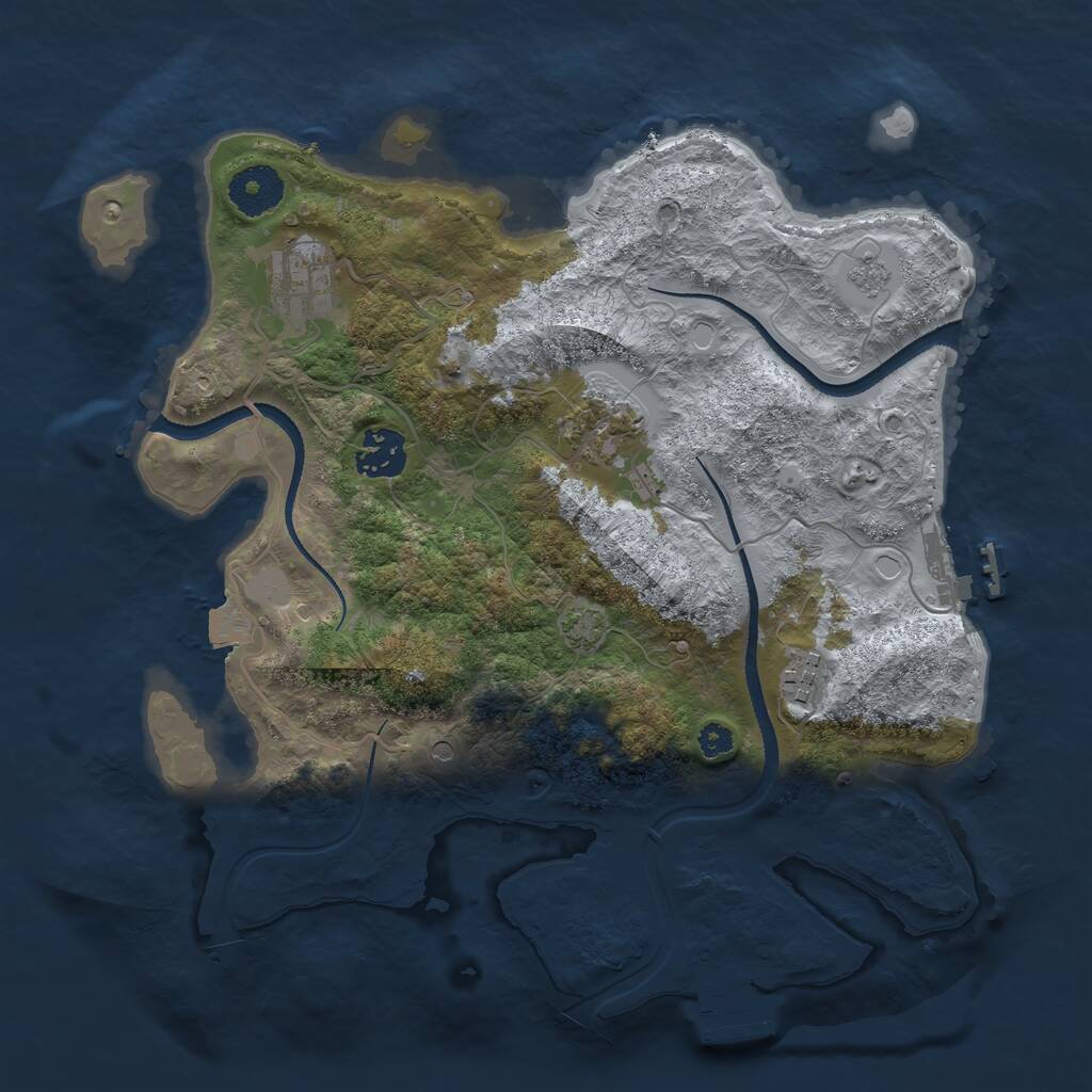 Rust Map: Procedural Map, Size: 3200, Seed: 7689572, 10 Monuments