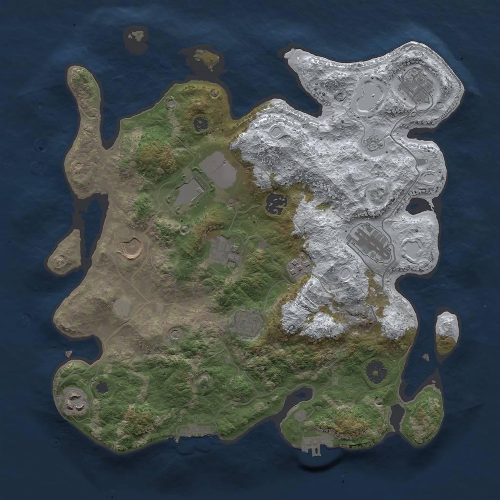 Rust Map: Procedural Map, Size: 3500, Seed: 48178454, 18 Monuments