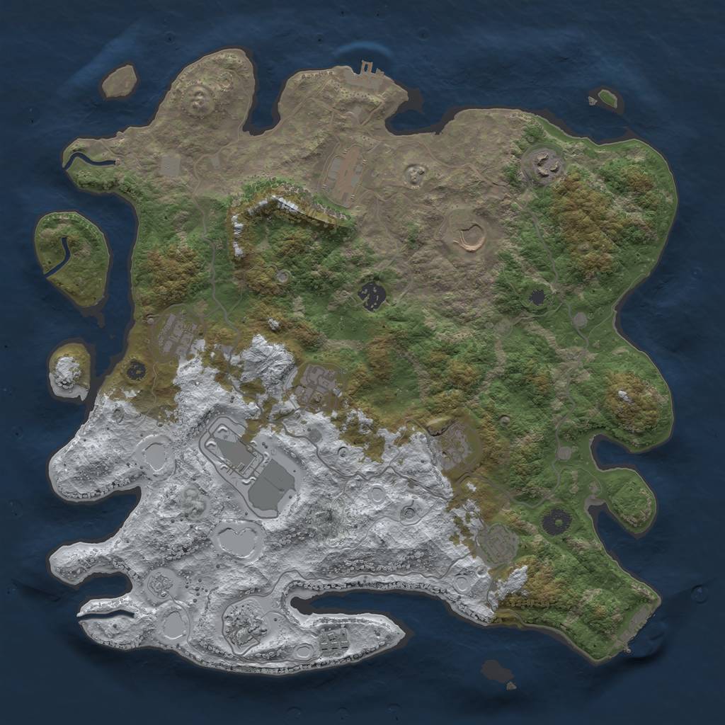 Rust Map: Procedural Map, Size: 4000, Seed: 225218, 20 Monuments