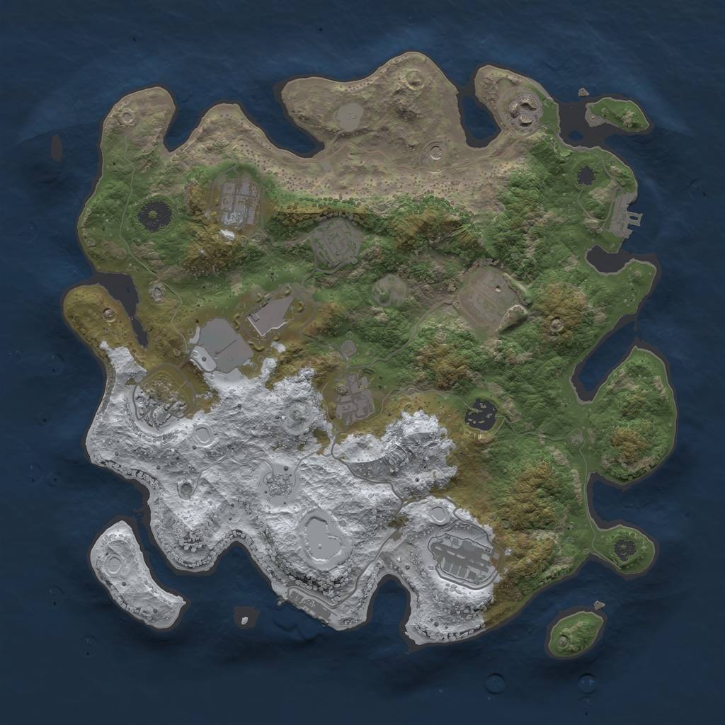 Rust Map: Procedural Map, Size: 3501, Seed: 18480, 18 Monuments