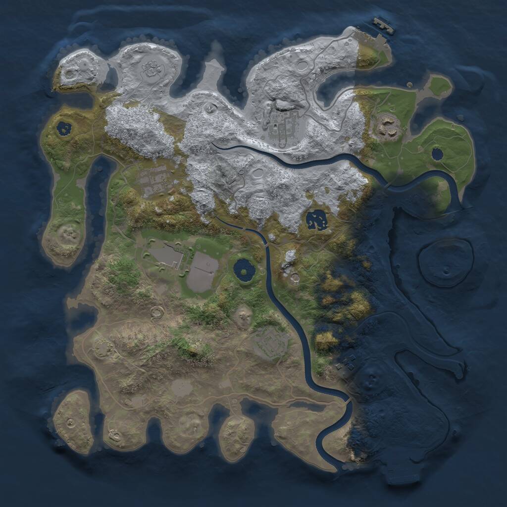 Rust Map: Procedural Map, Size: 3500, Seed: 17011095, 13 Monuments