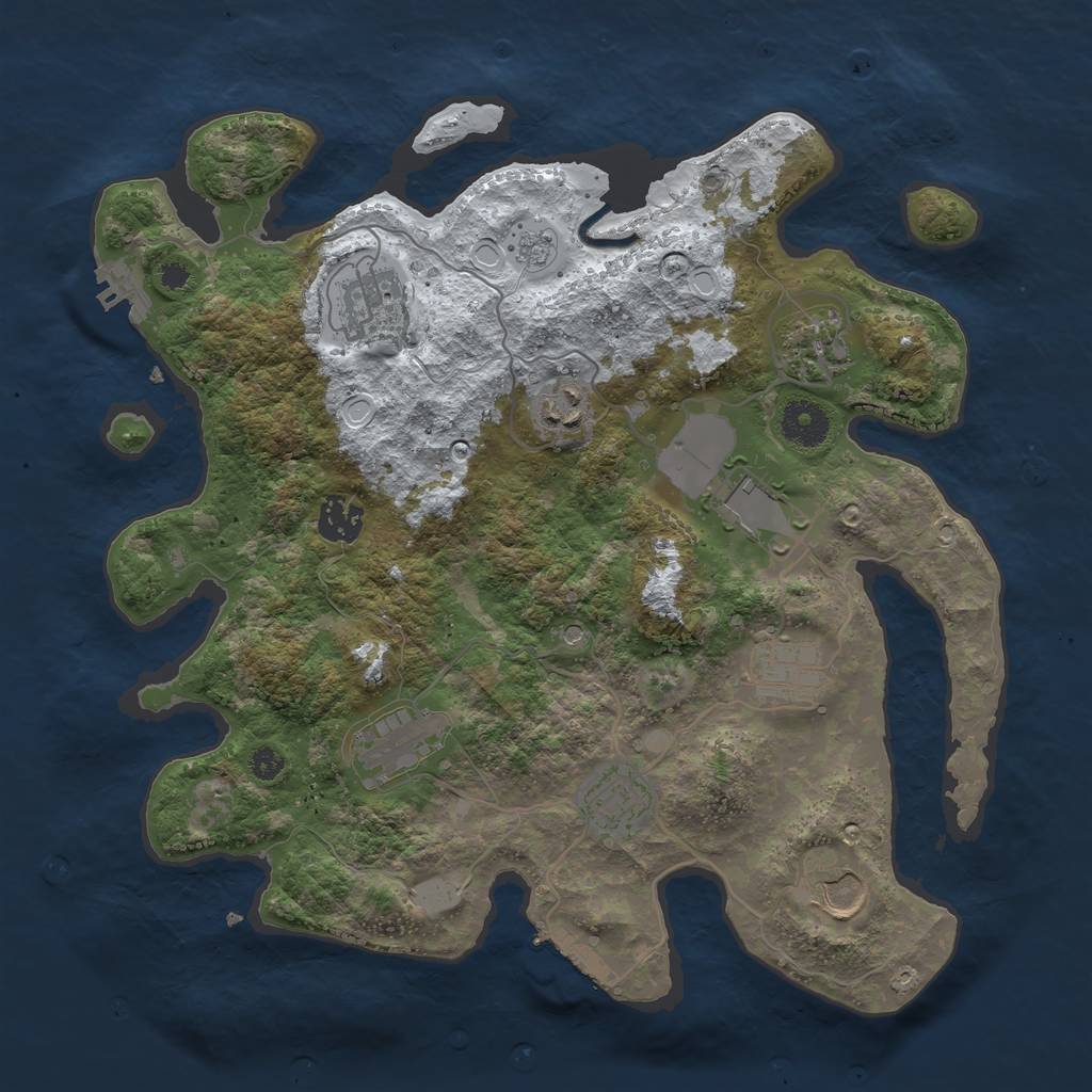 Rust Map: Procedural Map, Size: 3500, Seed: 6829310, 18 Monuments