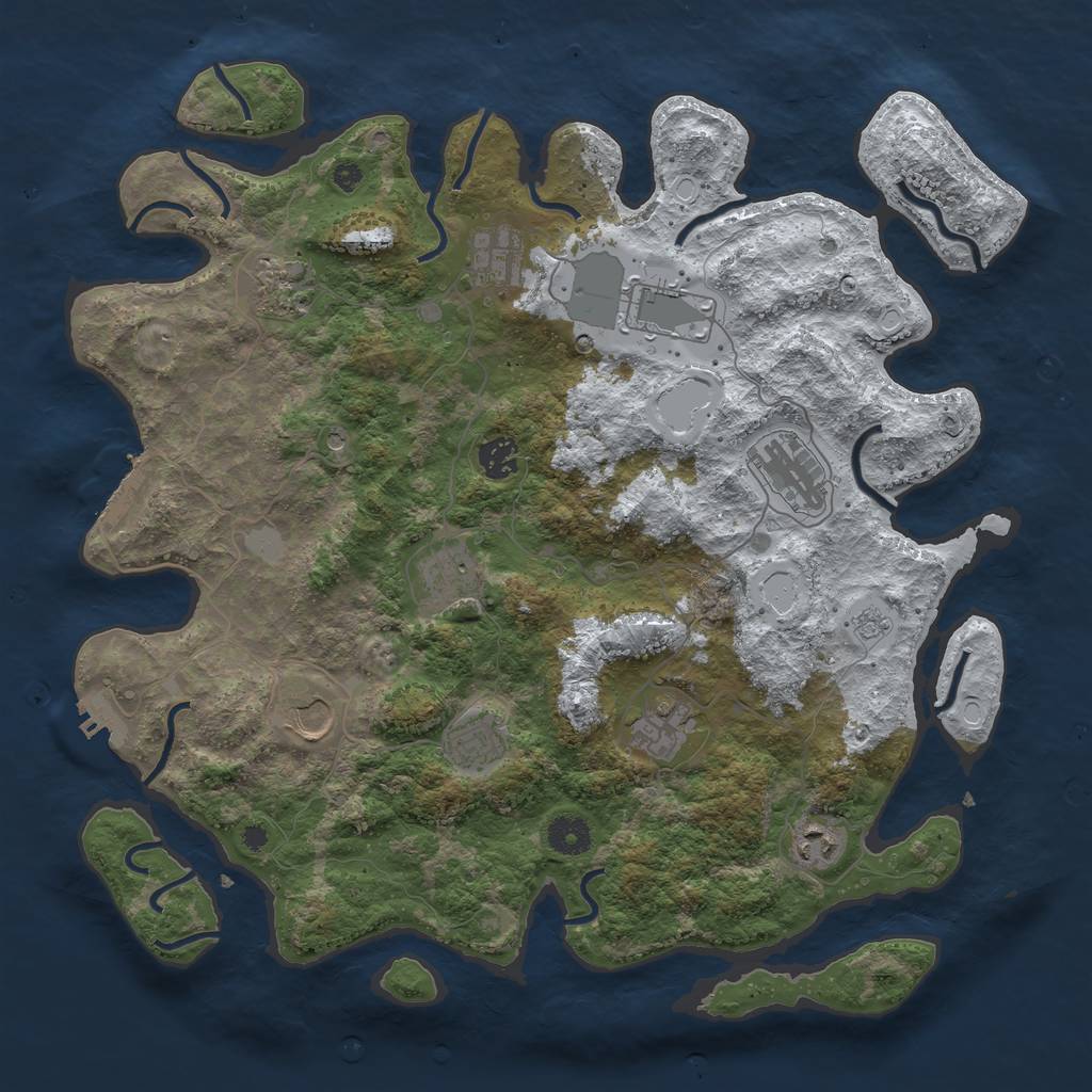 Rust Map: Procedural Map, Size: 3950, Seed: 170454937, 19 Monuments