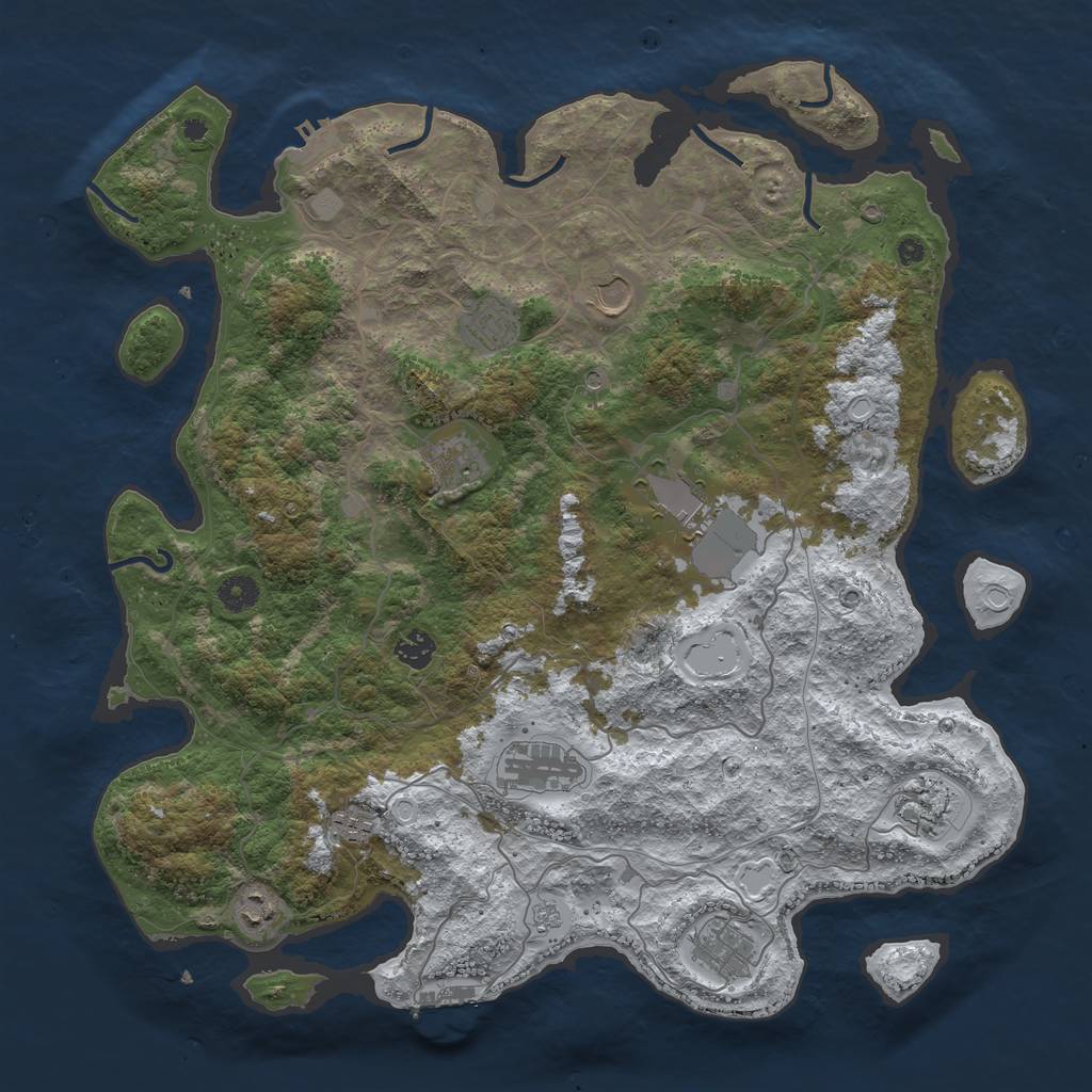 Rust Map: Procedural Map, Size: 4250, Seed: 3779051, 19 Monuments