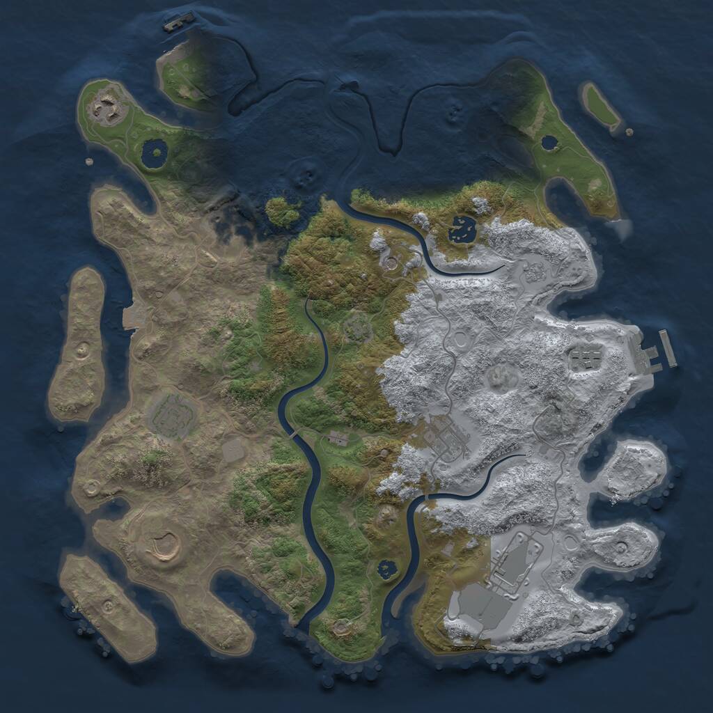 Rust Map: Procedural Map, Size: 3750, Seed: 462278357, 14 Monuments