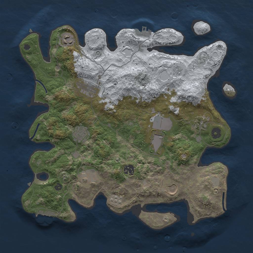 Rust Map: Procedural Map, Size: 3500, Seed: 5754, 18 Monuments