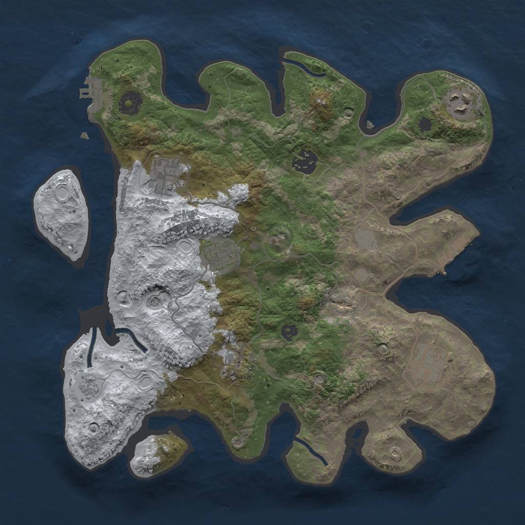 Rust Map: Procedural Map, Size: 3200, Seed: 535485, 15 Monuments