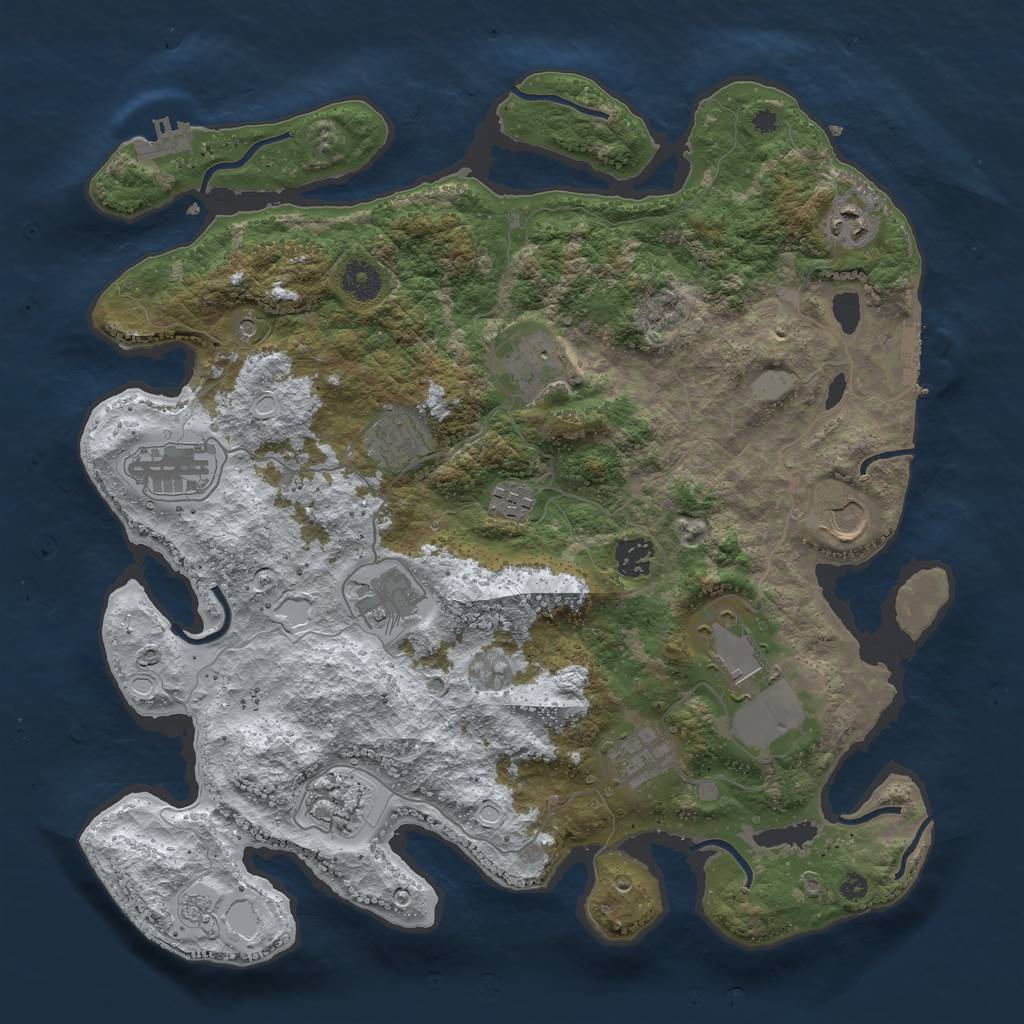 Rust Map: Procedural Map, Size: 3850, Seed: 225621872, 20 Monuments